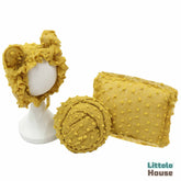 Baby Popcorn Knit Bonnet with Stretch Wrap SR012 | Set of 2 | 3M | Yellow